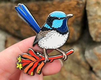 Superb Fairywren Hard Enamel Pin | Lapel Pin | Bird Pin  | Wren Pin | Passerine Pin | Australian wild birds