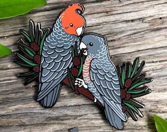 Gang-gang Cockatoos Hard Enamel Pin | Bird pin | Parrot | Australian Birds