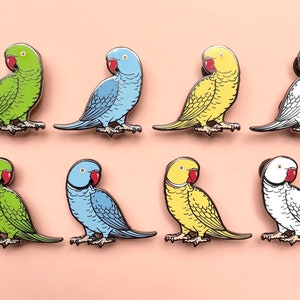 Indiase Ringneck parkiet harde emaille pin - gevederde vrienden harde emaille pin | Vogelspeld | Ringhals | Papegaaispeld | Gevederde vrienden