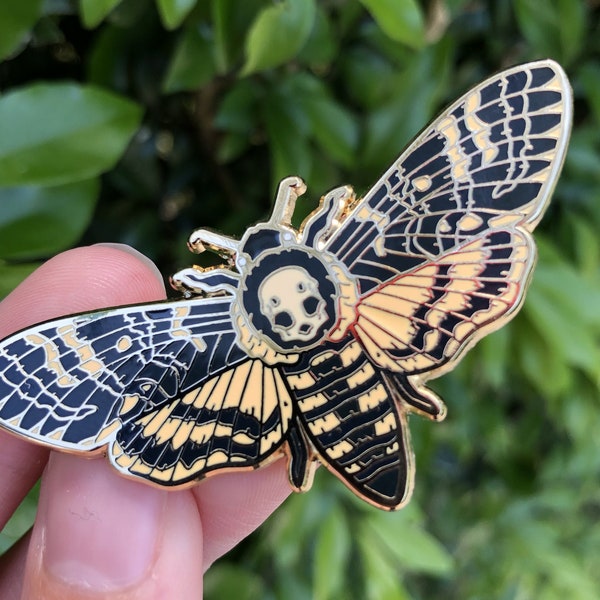Death's-Head Hawkmoth Hard Enamel Pin - Hawk Moth | Gold Variant | Death Moth | Moth Brooch