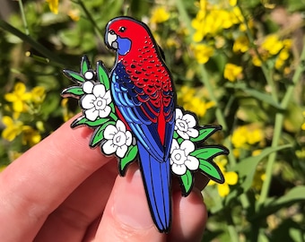 Crimson Rosella Hard Enamel Pin | Lapel Pin | Bird Pin  | Rosella Pin | Parrot Pin