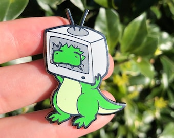 Pin de esmalte duro televisado Retrosaur / Pin de solapa / Pin de dinosaurio / Retro / Pin T-Rex