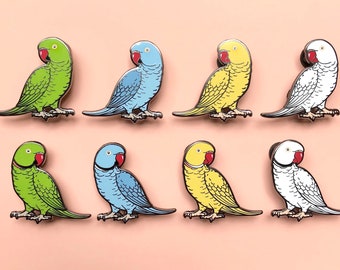 Indian Ringneck Parakeet Hard Enamel Pin - Feathered Friends Hard Enamel Pin  | Bird Pin | Ringneck | Parrot Pin | Feathered Friends