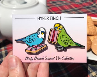 Budgie Bickie Break Hard Enamel Pin Set | Lapel Pin | Bird Pin | Budgies | Birdy Brunch