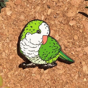 Lefty the Quaker Parrot Hard Enamel Pin | Lapel Pin | Bird Pin | Monk parakeet | Parrot Pin | BirdTricks