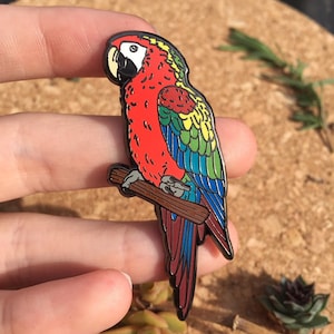 Morgan the Camelot Macaw Hard Enamel Pin | Lapel Pin | Bird Pin | Macaw | Parrot Pin | BirdTricks