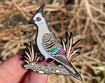 Crested Pigeon Enamel Pin | Lapel Pin | Bird Pin  | Pigeon Pin | Australian Wild birds
