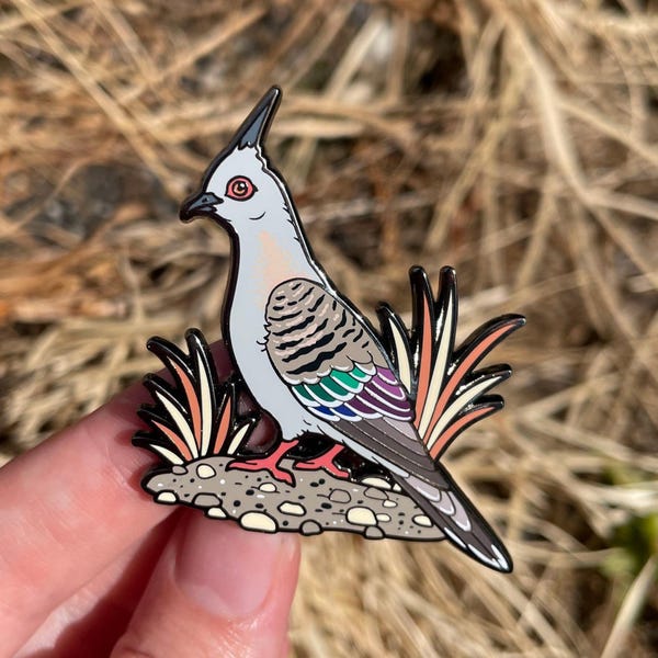 Crested Pigeon Enamel Pin | Lapel Pin | Bird Pin  | Pigeon Pin | Australian Wild birds