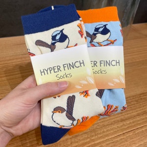 Superb Fairywren Socks | Cotton Jacquard Crew Socks | Bird socks | Passerine | Fairy Wren