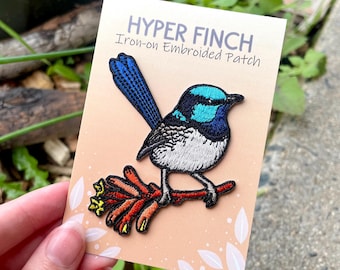 Superb Fairywren Patch | Embroided | Iron-on | Fairywren |  Bird Patches
