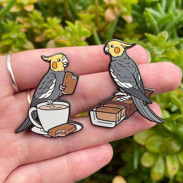 Tiel Tam Slam Enamel Pin Set | Lapel Pin | Bird | Cockatiel | Cockatoo | Parrot | Birdy Brunch