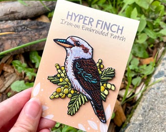 Laughing Kookaburra Patch | Embroided | Iron-on | Kingfisher |  Bird Patches