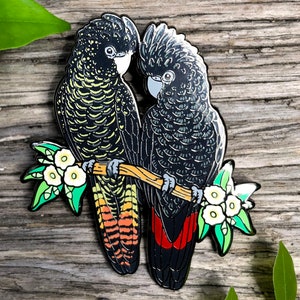 Red-tailed Black Cockatoos Hard Enamel Pin | Bird pin | Parrot | Australian Birds