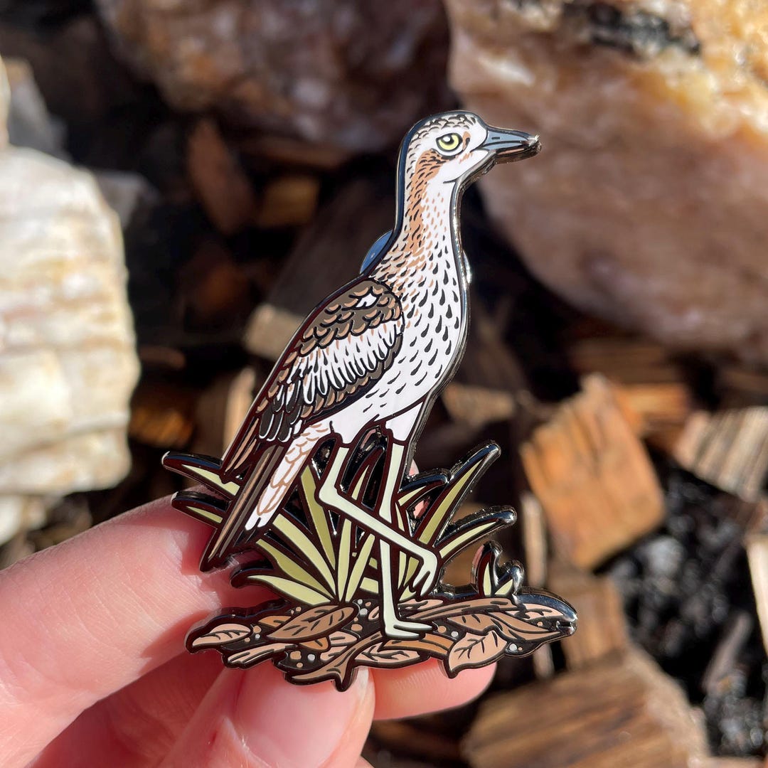 Bush Stone-curlew Hard Enamel Pin | Lapel Pin | Bird Pin | Bush Thick ...
