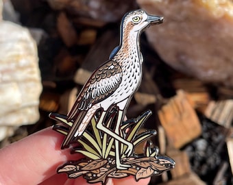 Bush Stone-curlew Hard Enamel Pin | Lapel Pin | Bird Pin | Bush thick knee pin | Collectable Pin | Australian wild birds