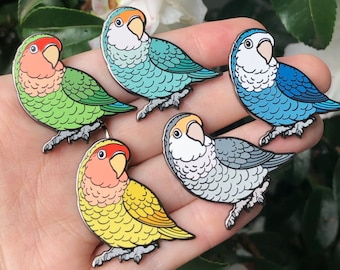 Peach-faced Lovebird - Feathered Friends Hard Enamel Pin | Lapel Pin | Bird Pin | peach face | Parrot Pin | Lovebird