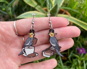 Tiel Tam Slam Wooden Earrings | Cockatiel | Bird Earrings | Australian Birds