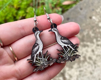 Bush Stone-curlew Wooden Earrings | Bird Earrings | Australian Birds