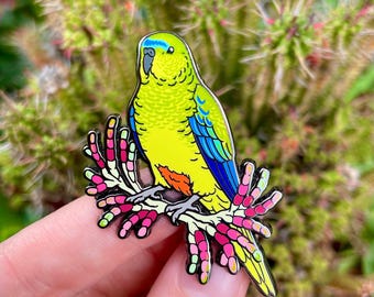Orange-bellied Parrot Enamel Pin | Lapel Pin | Bird Pin | Parrot Pin | Australian Wild Birds