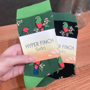 Australian King Parrot Socks | Cotton Jacquard Crew Socks | Bird socks | King parrot | Red and green
