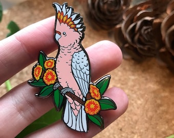 Pink Cockatoo Hard Enamel Pin | Lapel Pin | Bird Pin  | Cockatoo Pin | Parrot Pin | Major Mitchell's | Leadbeater