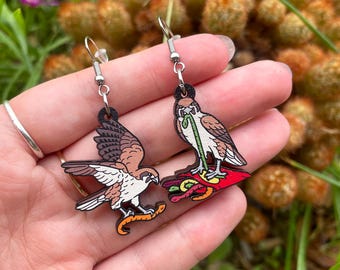 Allen's in Talons Wooden Earrings | Brown Falcon | Bird Earrings | Australian Birds