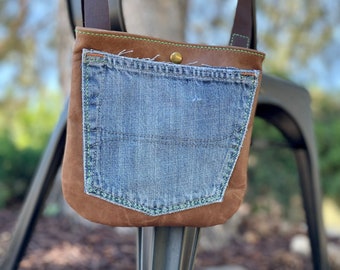 large denim pocket bag