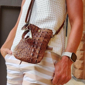 Small Faux crocodile cross body bag