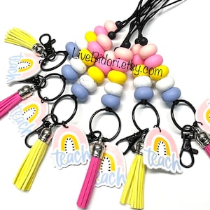 Lehrer Schlüsselband, buntes Schlüsselband, Silikon Schlüsselband, Geschenk für Lehrer, Badge / ID Inhaber, Abbrecher Schlüsselband, Charm Schlüsselband