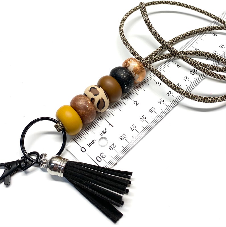 Lanyard necklace Beaded Lanyard Accessory Teacher Lanyard Teacher Gift Clay Lanyard Lanyard with ID holder Cheetah Lanyard