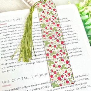 Strawberries Bookmark, Floral Acrylic Bookmark, Book Lover Gift, Cute Bookmark, Page Marker, Reader Accessory
