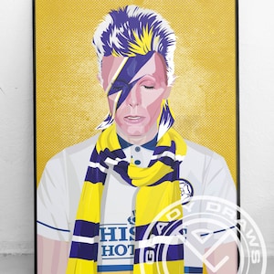 May include: A digital illustration of a person wearing a white shirt with a yellow and purple scarf. The person has blue and yellow hair and a lightning bolt painted on their face. The text "HIS HOT" is visible on the shirt.