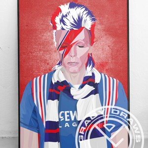 May include: A digital illustration of a person with a blue, white, and red striped scarf and a blue shirt with the text "CEW LAG" on it. The person has a red and black lightning bolt design painted on their face.