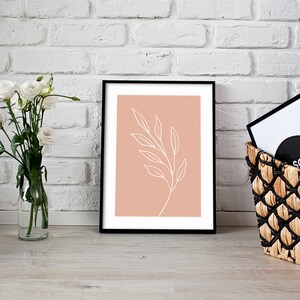 Póster De Hoja Rosa, Póster Botánico, Póster Nórdico, Estampado Escandinavo, Grabados Modernos De Mediados De Siglo, Hojas, Rosa / Decoración Mural / Arte Mural