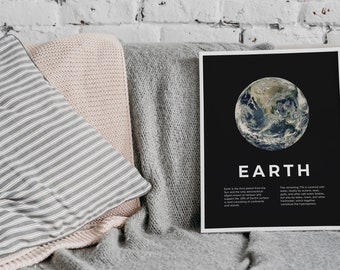Earth Poster, Planet Print, Astronomy Print, Modern Earth Print, Typography, Minimalist Poster, Abstract Print | Wall Decoration | Wall Art