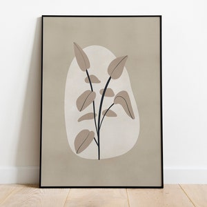 Neutraler botanischer Druck, Abstrakter Kunstdruck, Neutrale Farben, warme Töne, Herbst, modernes Poster, Natur, Ruhe | Wanddekoration | Wandkunst