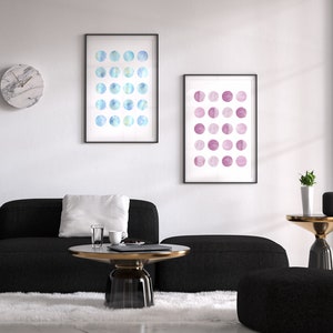 Poster con motivi a punti acquerello, stampa minimalista, arte minimale, poster scandinavo, poster di arte astratta - decorazione murale / arte murale
