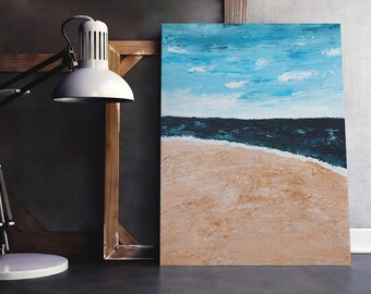 Take Me To The Beach, Abstract Painting, Modern Artwork, Beach Painting, Abstract Wall, Blue Sky Art, Minimalist, Acrylic Art, Canvas Art