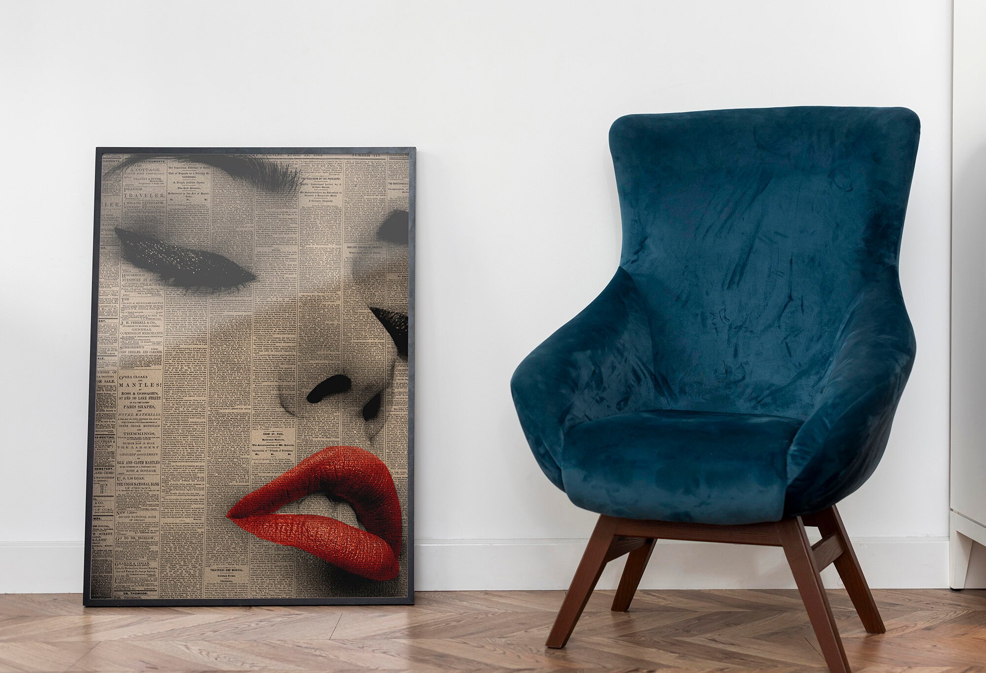 Abstract Art Print, Red Lips Poster, Woman Poster, Surrealist Art Print ...