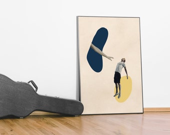 Come Here - Surrealistischer Kunstdruck, Surrealismus, Surrealismus, Collage Druck, Mann, erreichende Hand | Wanddekoration | Wandbild | MDRN HOME