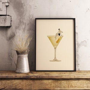 Vintage Kunstdruck, lustige Kunst, Retro Poster Druck, Retro Cocktail Poster, Surrealismus, Collage Druck | Wanddekoration | Wandkunst | DRRN HOME