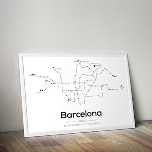 Barcelona Metro Poster, Skandinavisch Poster, U-Bahn Karte Druck, Reise Druck, Linien Poster | Wohndekoration | Wanddekoration | Wandkunst