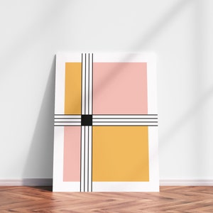 Poster astratto a strisce e quadrati, stampa minimalista, arte geometrica, poster scandinavo, poster di arte astratta / decorazione murale / arte murale