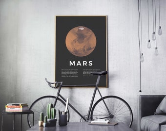 Mars Poster, Planet Print, Astronomy Print, Modern Earth Print, Typography, Minimalist Poster, Abstract Print | Wall Decoration | Wall Art