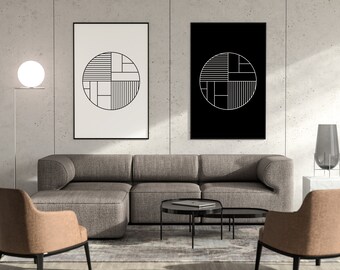 Minimalistyczny geometryczny wydruk koła, plakat geometryczny, wydruk abstrakcyjny, sztuka współczesna, wydruki Mid Century Modern | Dekoracja ścienna | Sztuka ścienna