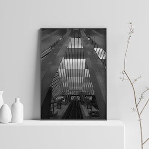 Architectural Prints, Architecture Print, Black and White Print, Black and White Train Station, Liège Train | Wall Decoration | Wall Art