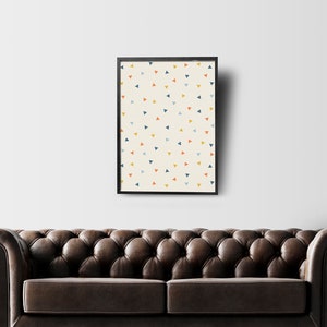 Colorful Triangle Pattern Print, Abstract Art Print, Bright Colors, Blue, Orange, Yellow, Kids, Geometric Print | Wall Decoration | Wall Art