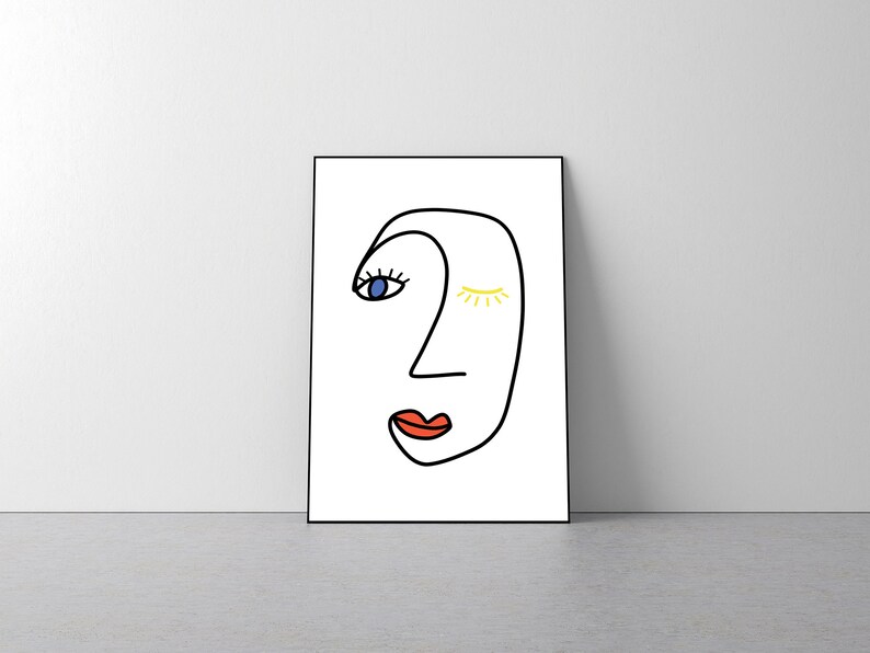 Abstract Line Art Face, Primary Colors, Minimal, Abstract Shapes ...
