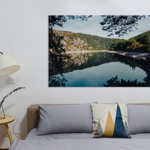 Poster del lago d'autunno, stampa autunnale, tranquillità, poster del paesaggio montano, fotografia naturalistica, paesaggio francese / decorazione murale / arte murale