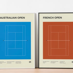 Poster di tennis, poster di tennis di Wimbledon, stampa dell’Open di Francia, poster dell’Australian Open, US Open, decorazione per la casa, decorazione da parete, arte da parete